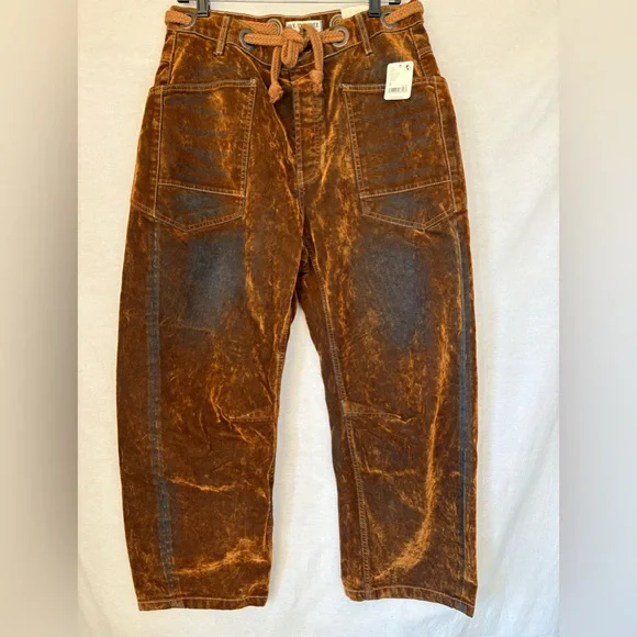 Free People Moxie Burnt Rust Barrel Pants